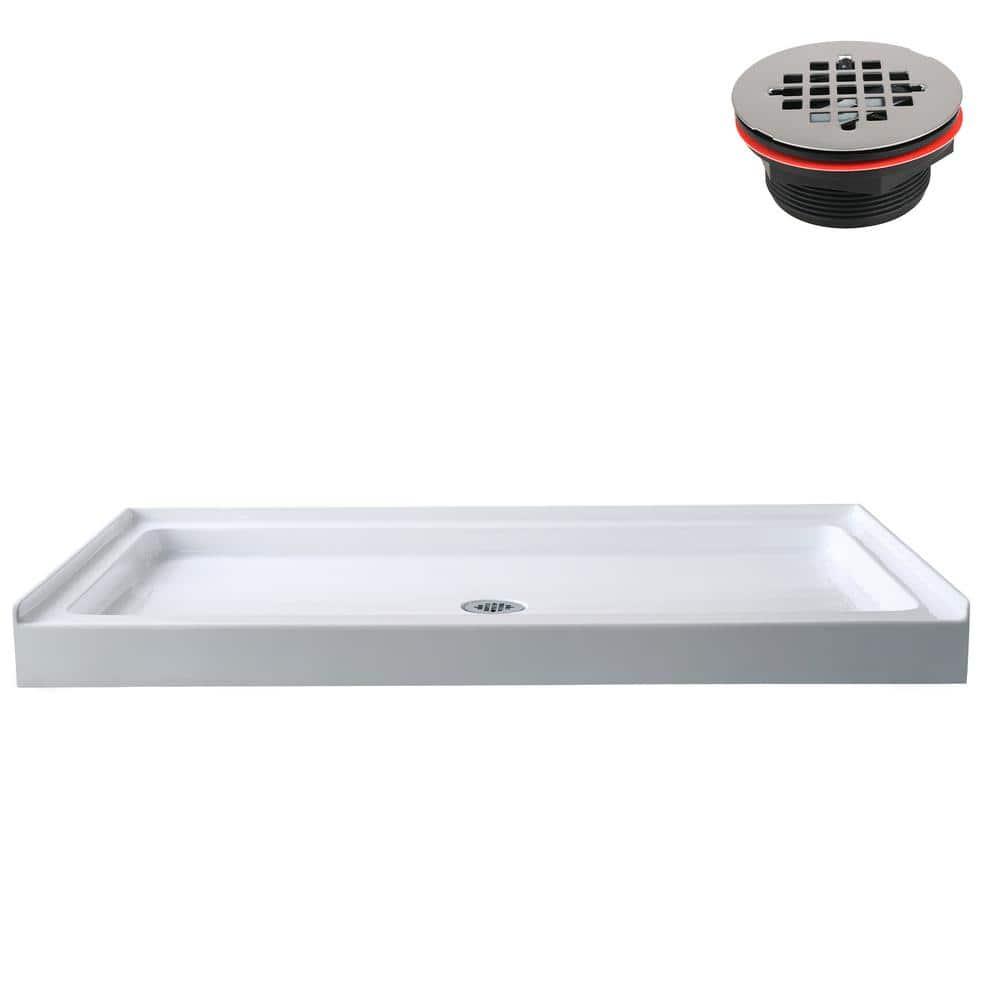 Streamline Bath Streamline 60 in. x 32 in. Alcove Acrylic Shower Base With Center Drain, Drain Included GB-516-68