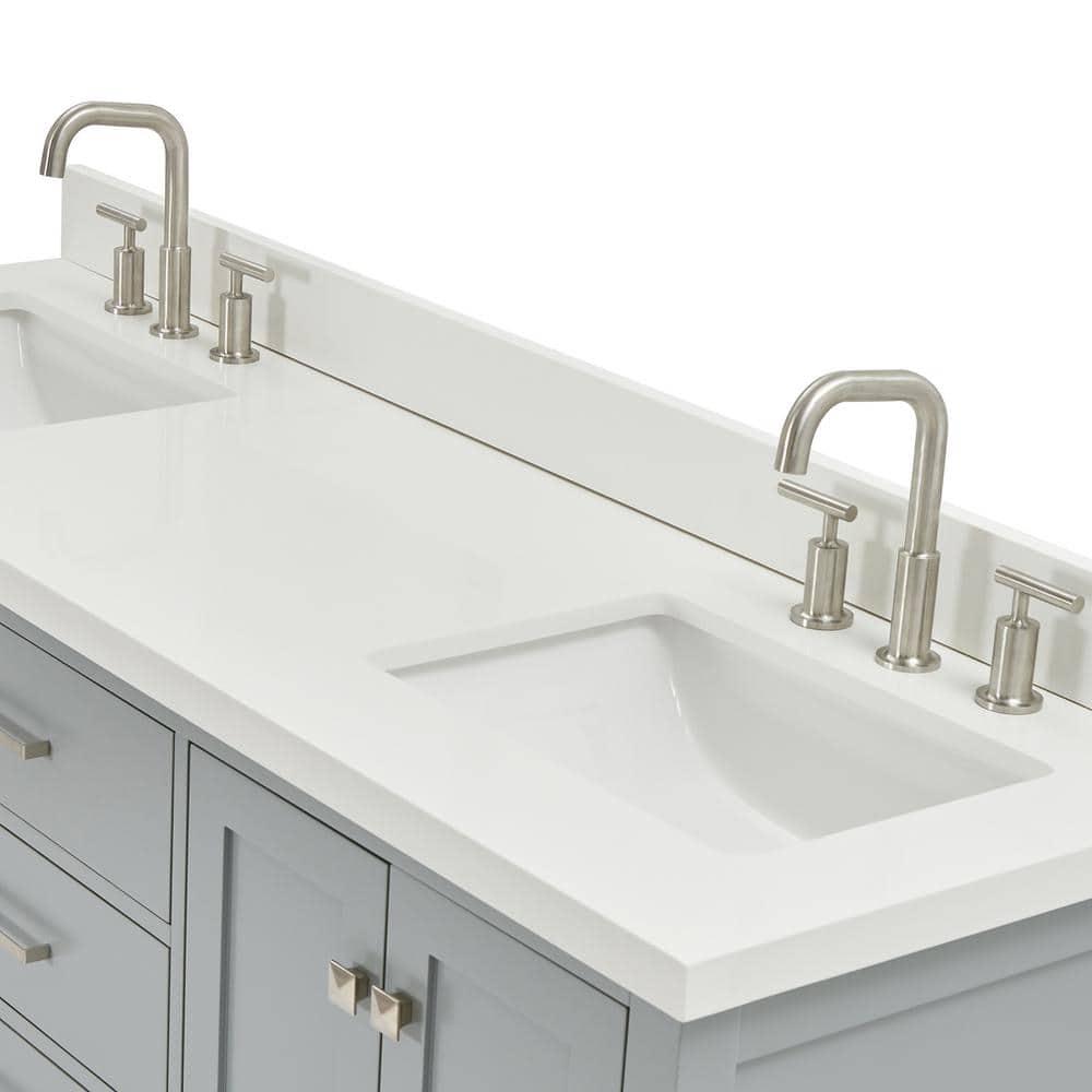 Ariel A067dwqrvo Cambridge 67" Free Standing Double Rectangular Basin Vanity Set - Grey