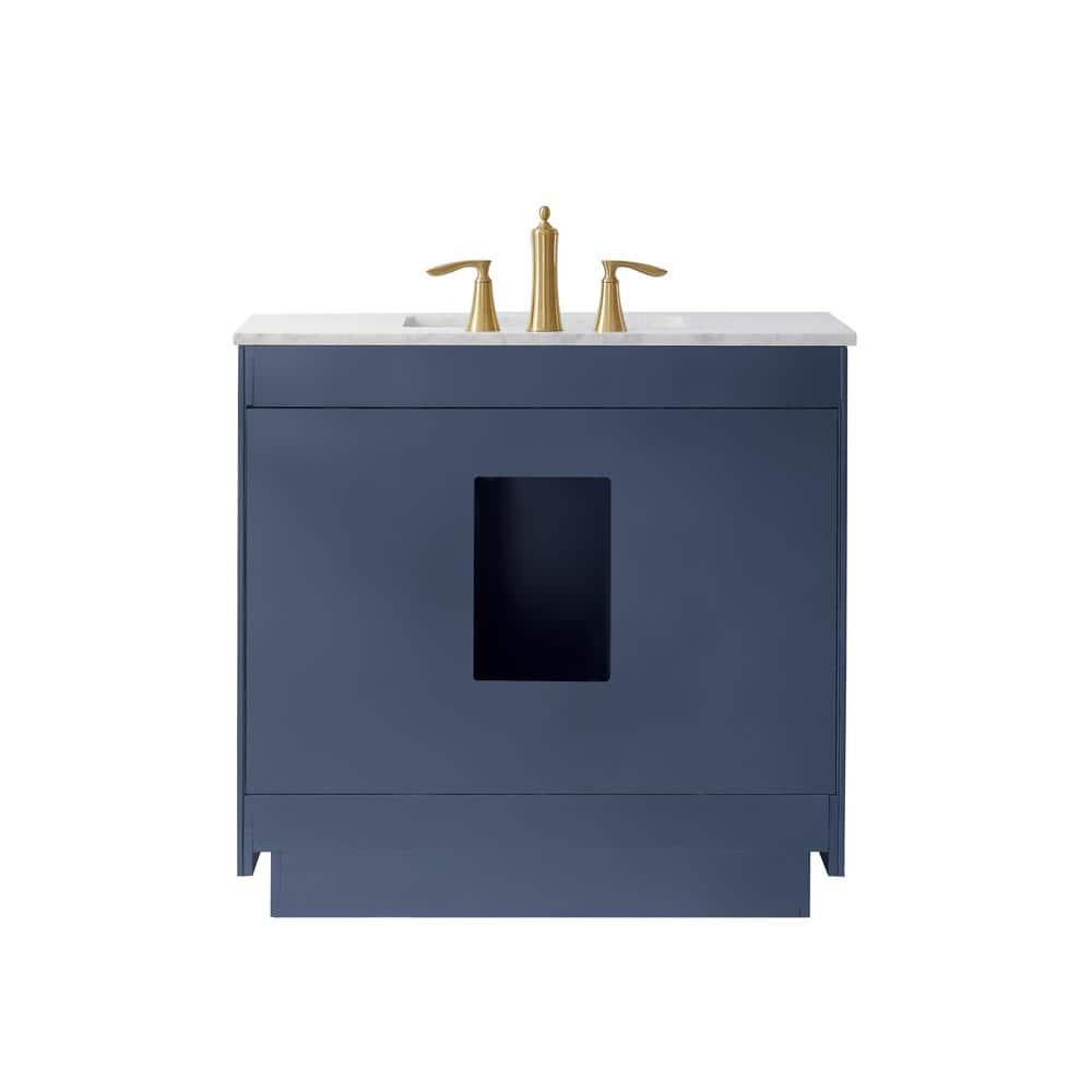 Ivy 36" Marble Countertop Single Vanity w/o Mirror Royal Blue