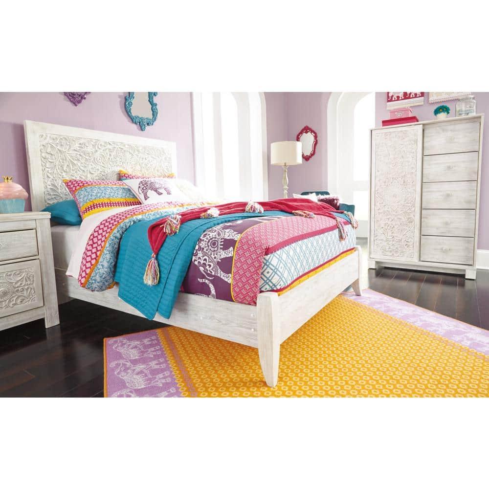 Signature Design by Ashley Traditional Paxberry Twin Panel Headboard, Whitewash