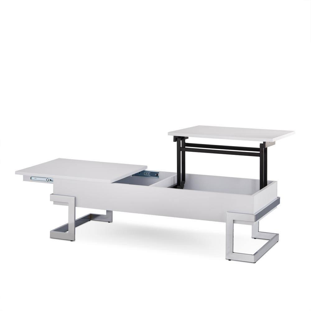 Wooden Coffee Table With Lift Top Storage Space White - Saltoro Sherpi