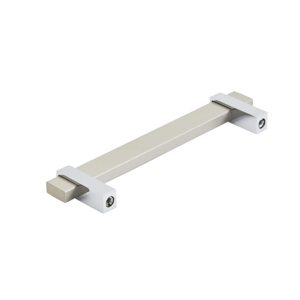 Amerock Mulino 5-1/16 inch (128mm) Center-to-Center Silver Champagne/Polished Chrome Cabinet Pull