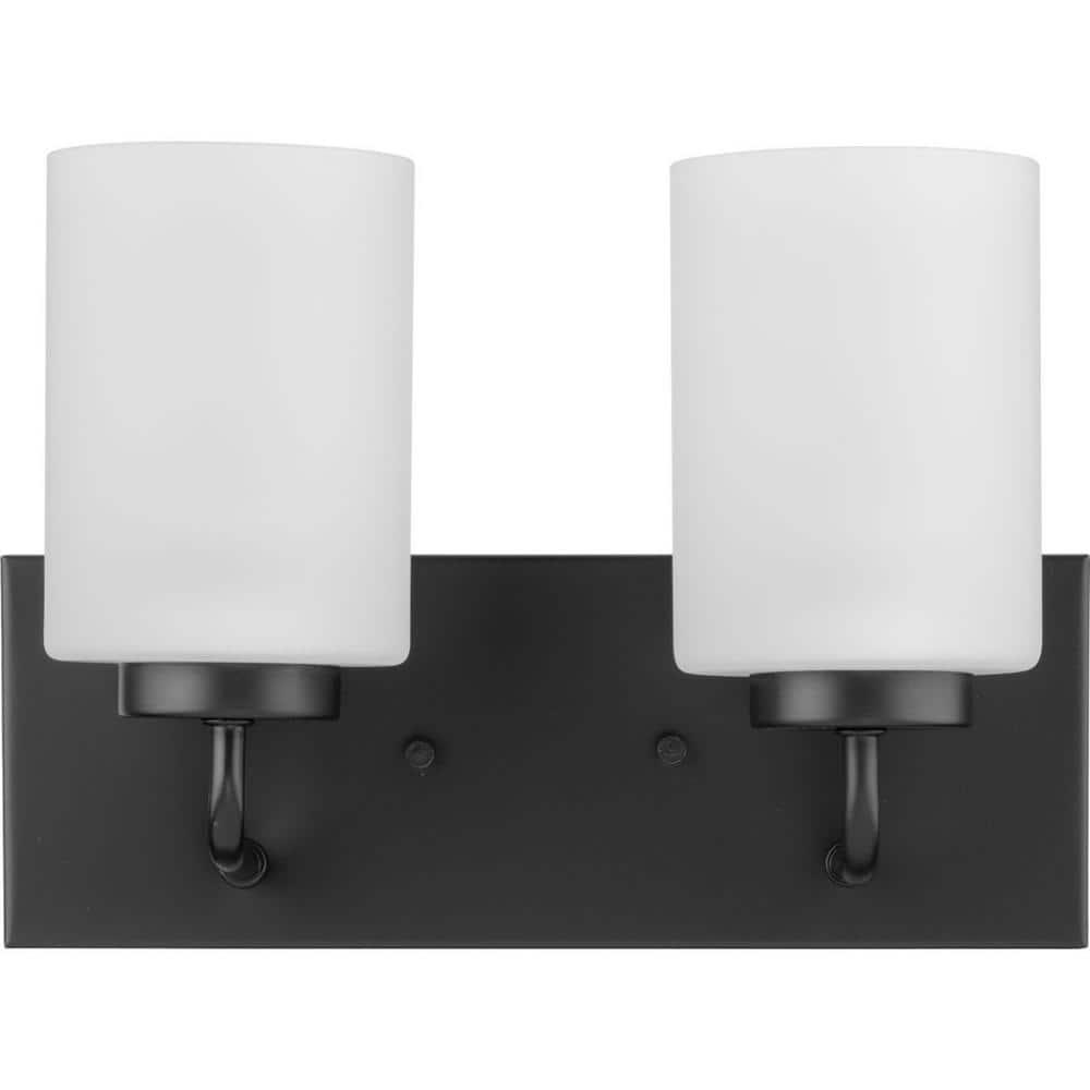 Progress Lighting Merry Collection 2-Light Brushed Nickel Etched Glass Transitional Bath Vanity Light