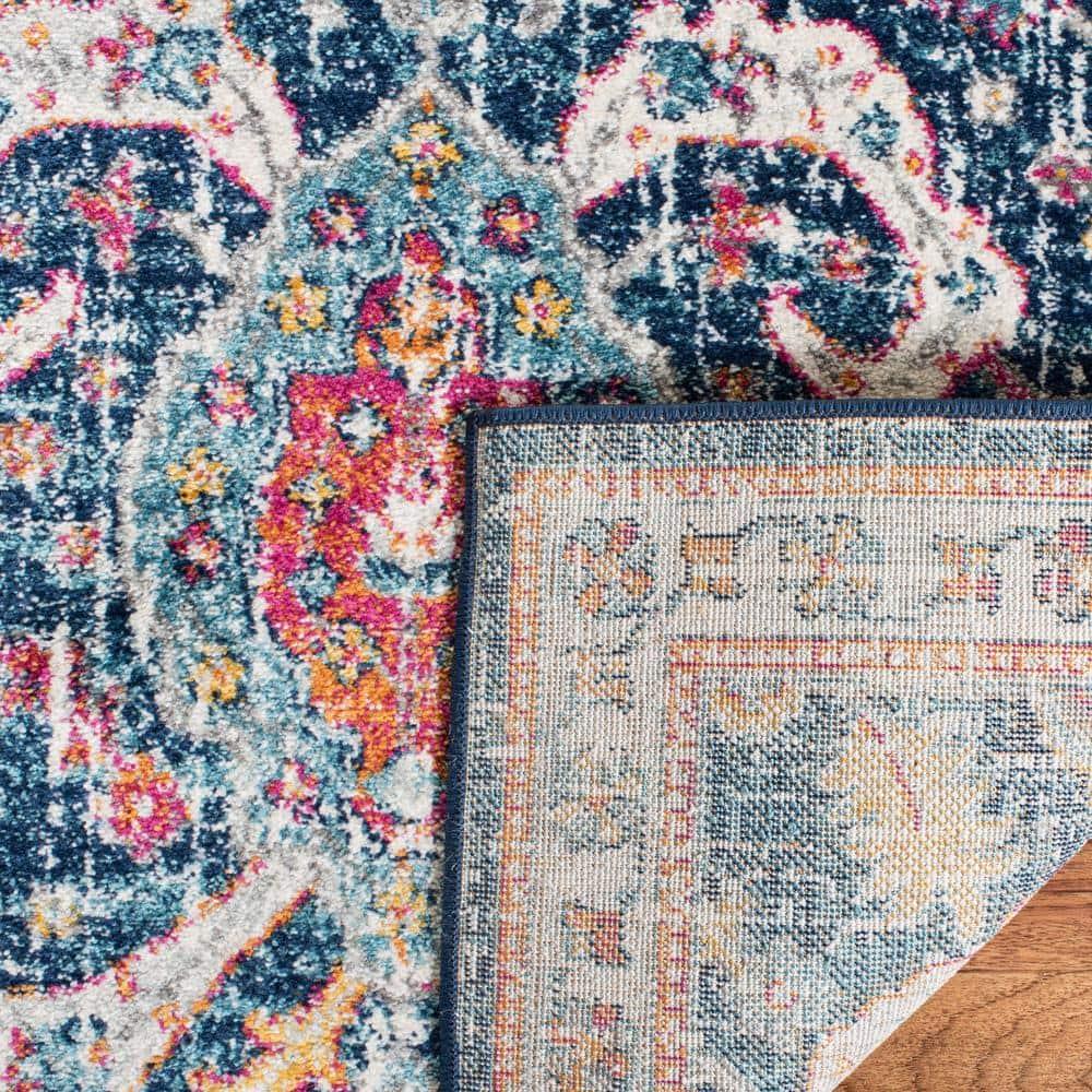 Evoke EVK255 Power Loomed Runner Rug - Navy/Fuchsia - 2'2"x7' - Safavieh.