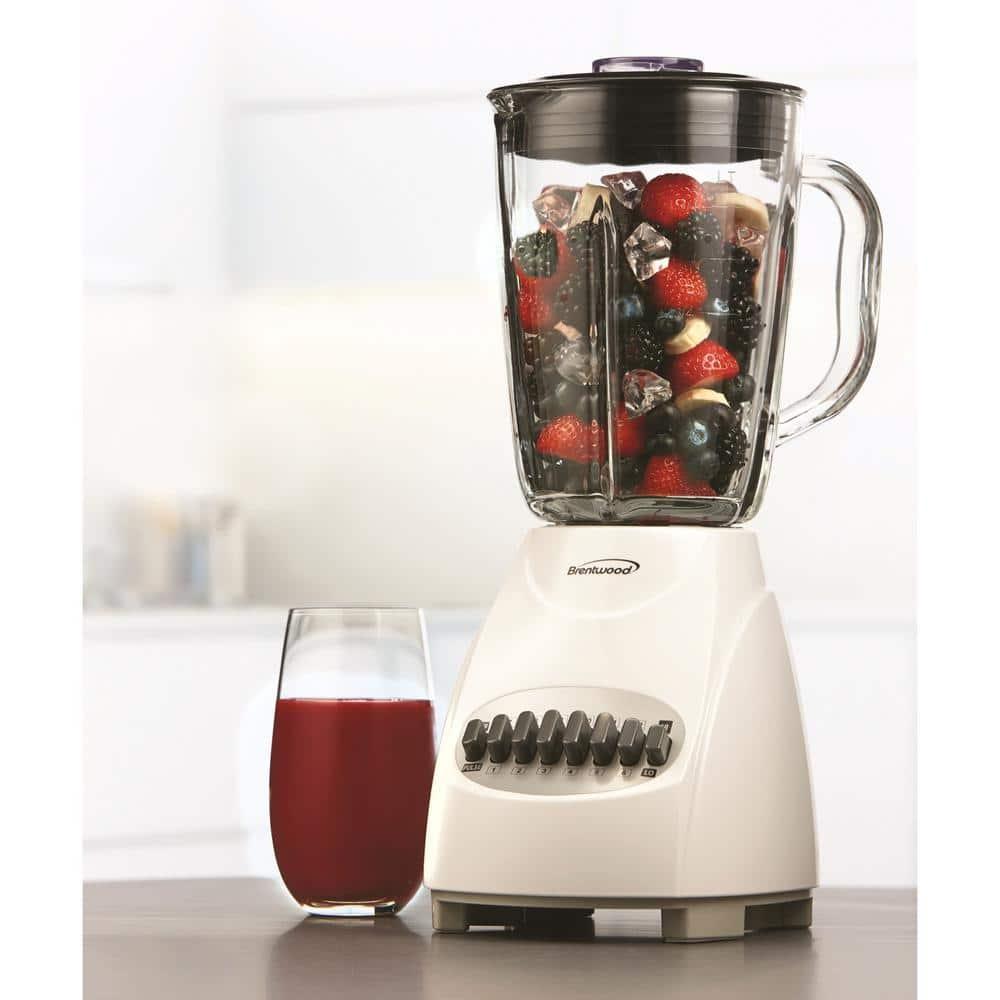 Brentwood 42-Ounce 12-Speed + Pulse Electric Blender with Glass Jar (White)