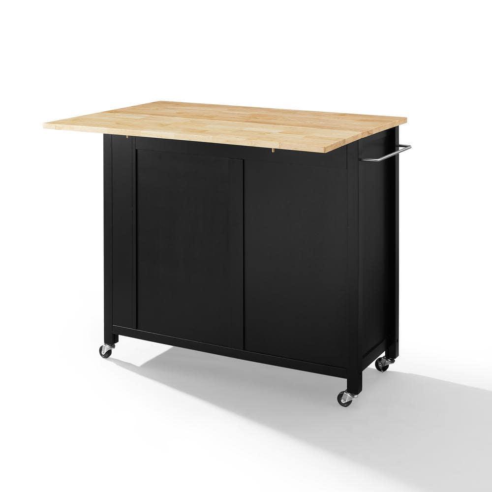 Crosley Furniture Savannah Wood Top Drop Leaf Kitchen Island/Cart in Black