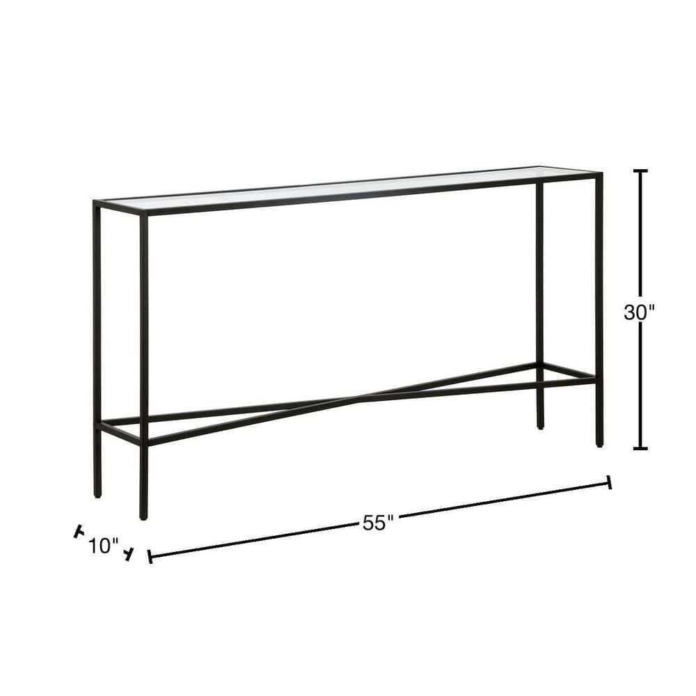 55" Black Bronze Console Table with Glass Tabletop - Henn&Hart