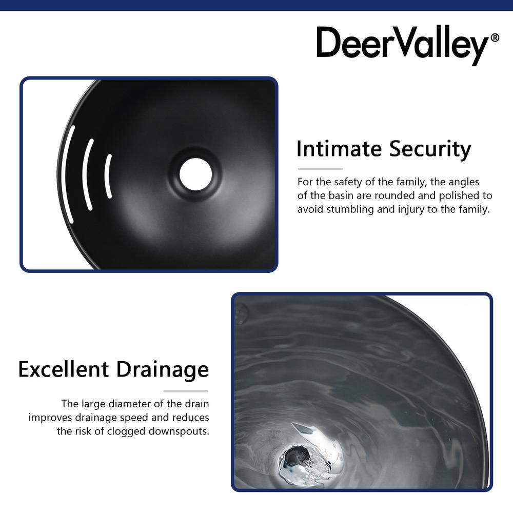 DeerValley Symmetry 13" x 13'' Circular/Round Vitreous Vessel Bathroom Sink