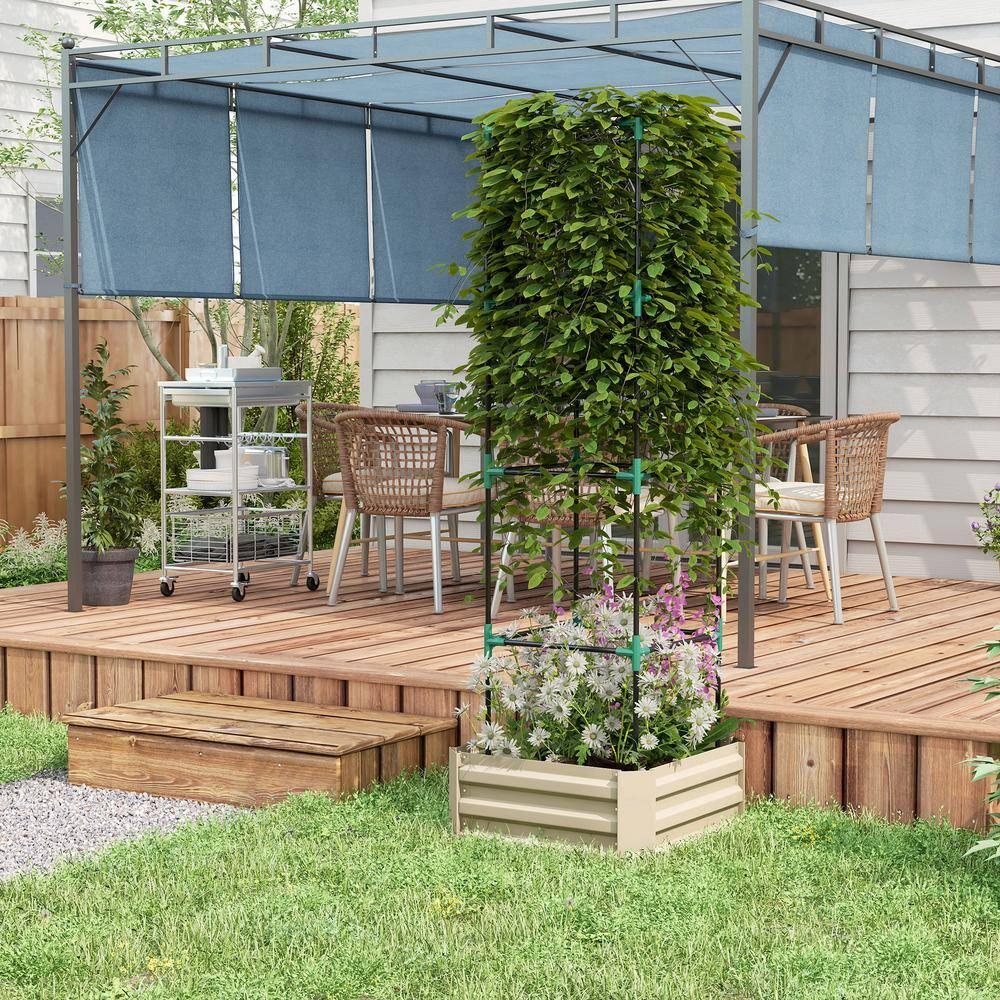 LoLado Kit de Cama de Jardín Elevada Galvanizada de 4.9' x 2' x 1', Macetero Elevado de Metal para Exteriores con Borde de Seguridad, Tanque de Almacenamiento Fácil de Usar para Cultivar Flores, Hierbas y Verduras, Verde