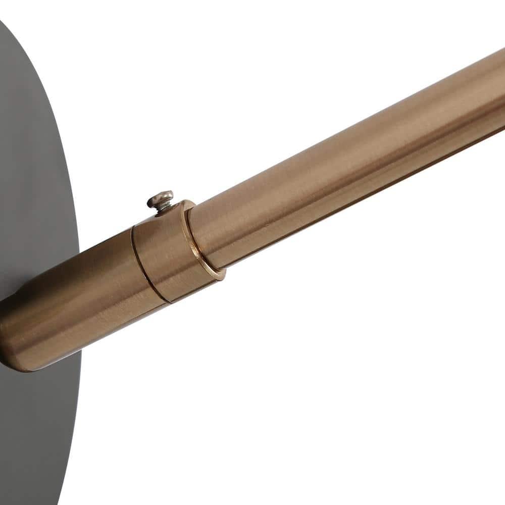 Flumie 1-Light Industrial Black Indoor Wall Sconce Modern Brass Vanity Light Adjustable Head with Cone Metal Shade