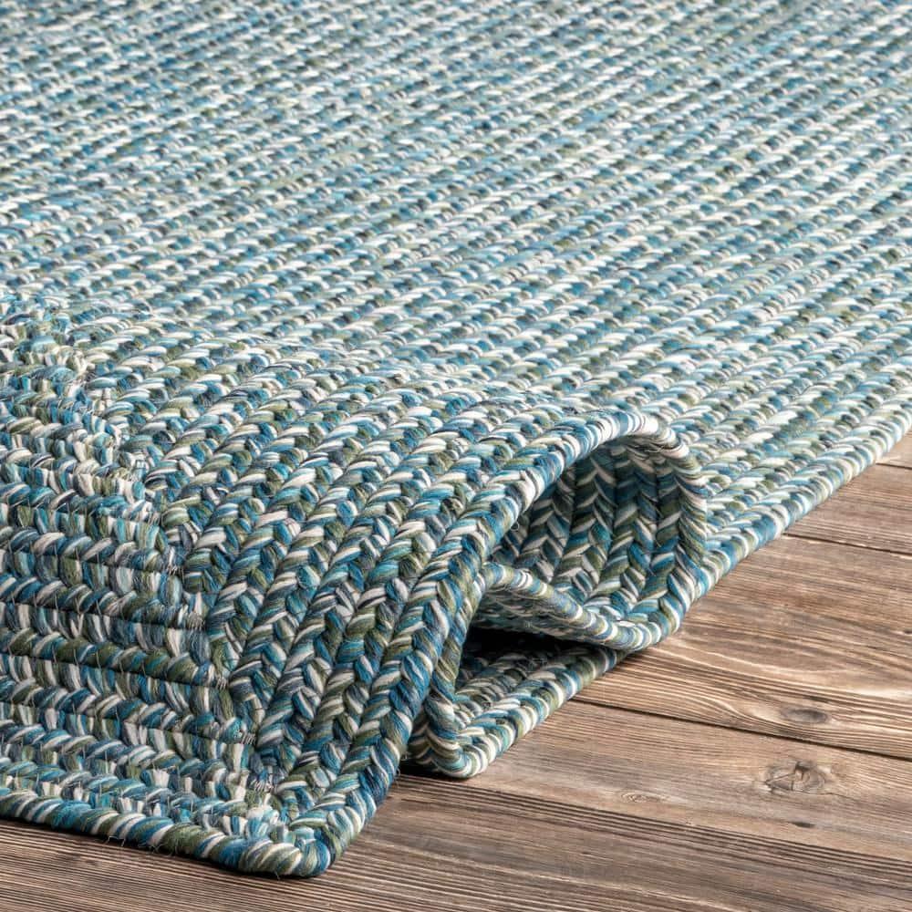 nuLOOM Wynn Braided Indoor/Outdoor Aqua 3' x 5' Casual Area Rug