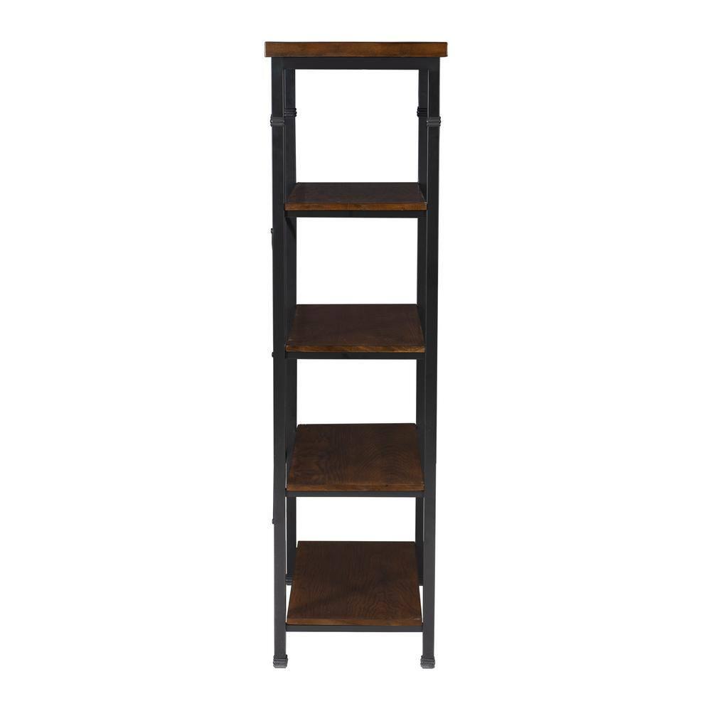 Linon 54" Austin Industrial Bookshelf Metal Wide Bookcase Brown: Farmhouse Style, 4 Fixed Shelves, MDF & Metal Frame