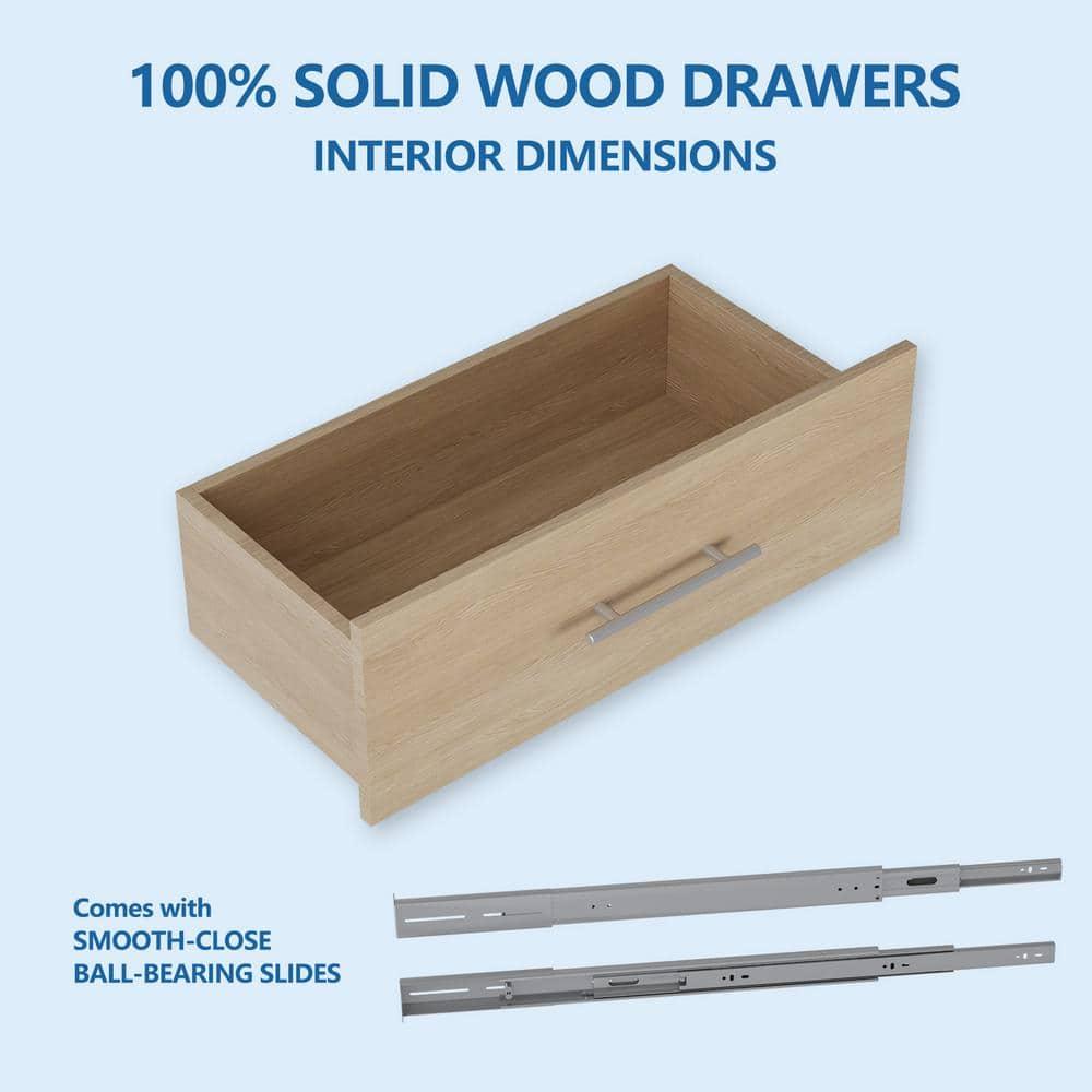 31.5" W Short Tower Wood Built In Closet Organizer Unit, Wood Closet Organizer Starter Kit, Mounted Closet Systems with 2 Drawers