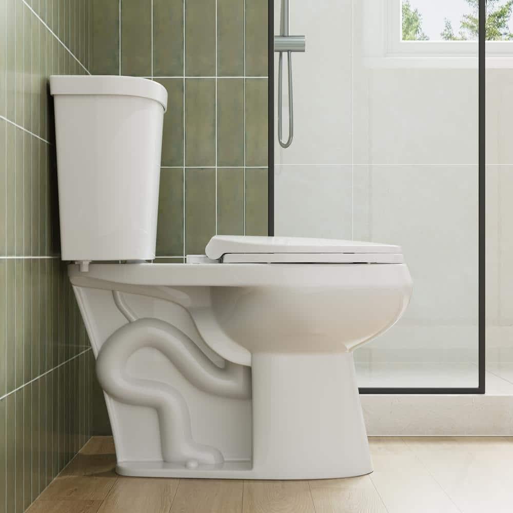 HOROW 1.28 Gallons GPF Round Chair Height Floor Mounted Two-Piece Toilet (Seat Included)
