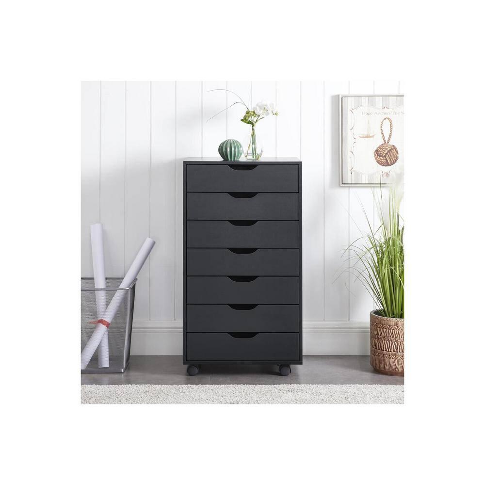 Drawer Dresser, Tall Dressers for bedroom, Kids dresser with drawers, Small Dresser for Closet, Makeup dresser Black 7 Drawer
