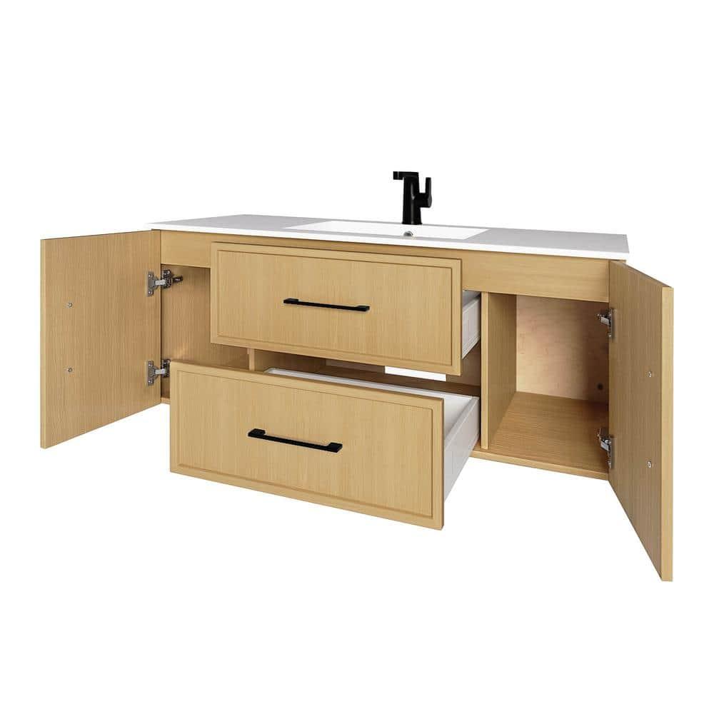 Cassidy 48" Wall Mounted Bathroom Vanity with Cultured Marble Top and Integrated Sink