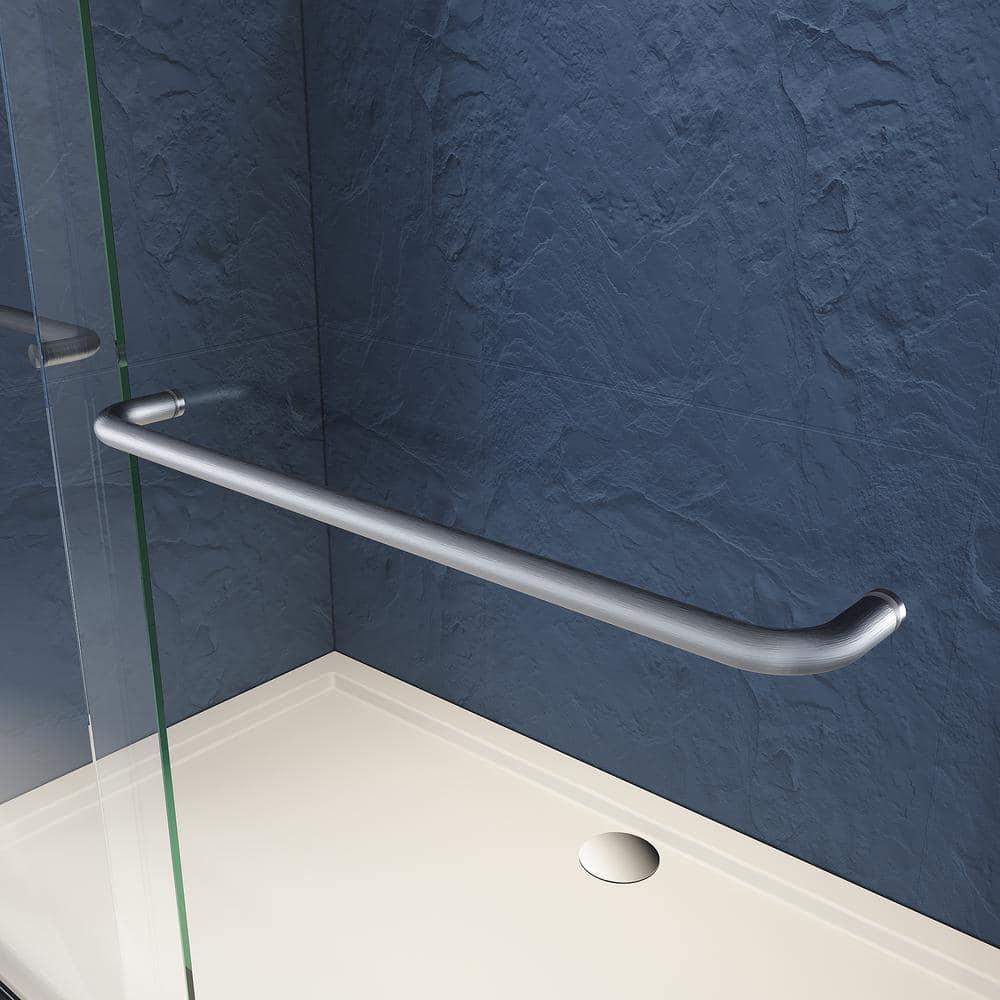 VODYXSEP Sliding Shower Glass Door 56-60 In. W X 72 In. H, Adjustable Semi Frameless Shower Door, Certified Thick Clear Clear Tempered Glass, 304 Stainless Steel Handles Y4VO-W2269P144322