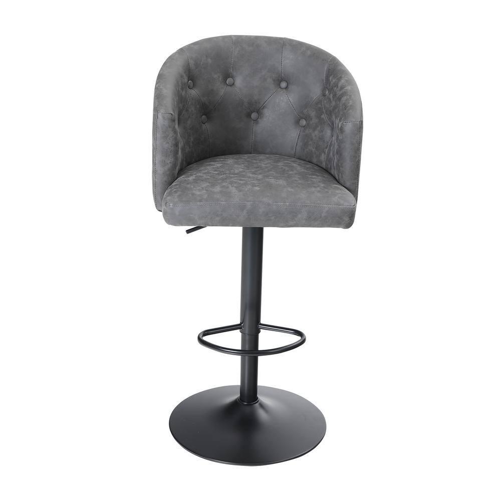 Depot Esh Swivel Bar Stool Adjustable Counter Height Barstool with Backrest Gray