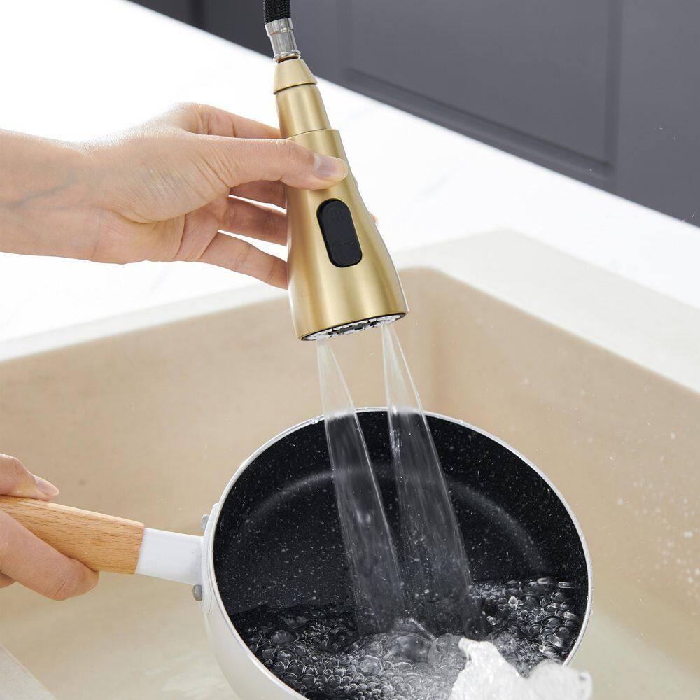 GAGALIFE Single Handle Pull Down Sprayer Kitchen Faucet High Arc Stainless Steel Faucet with 3-Function Sprayer JJL-CL-PT-SDP-G