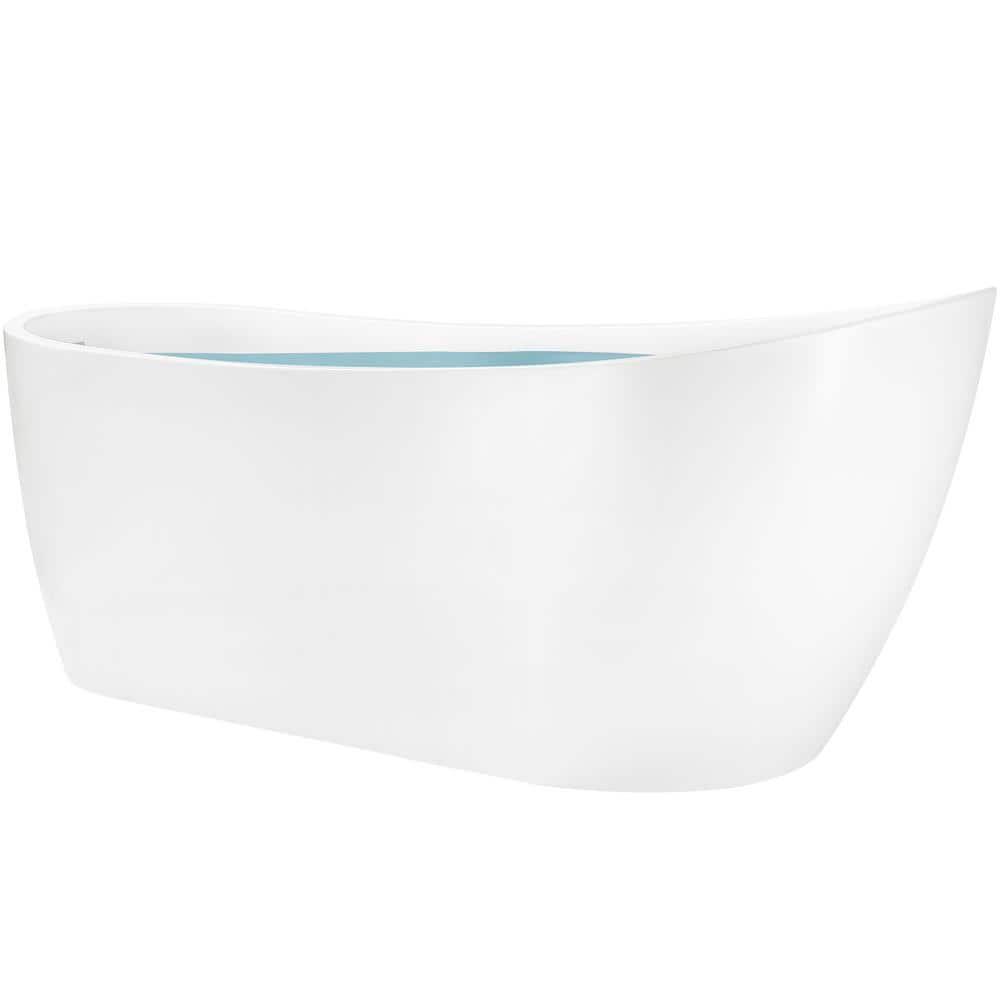 59" x 28" Freestanding Soaking Fiberglass Bathtub