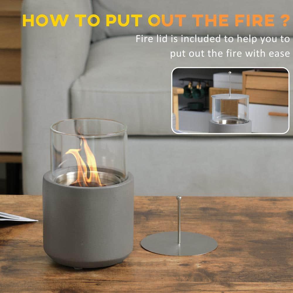 HomCom Glass Ethanol Tabletop Fireplace with Flame Guard