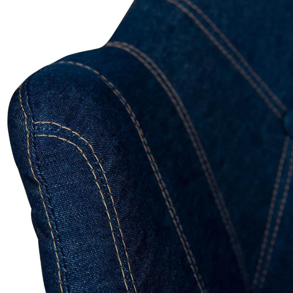 LeisureMod Milburn Modern Accent Chair for Living Rooms, Offices, Lounges – Denim Fabric, Upholstered, Mid-Century Arm Chair