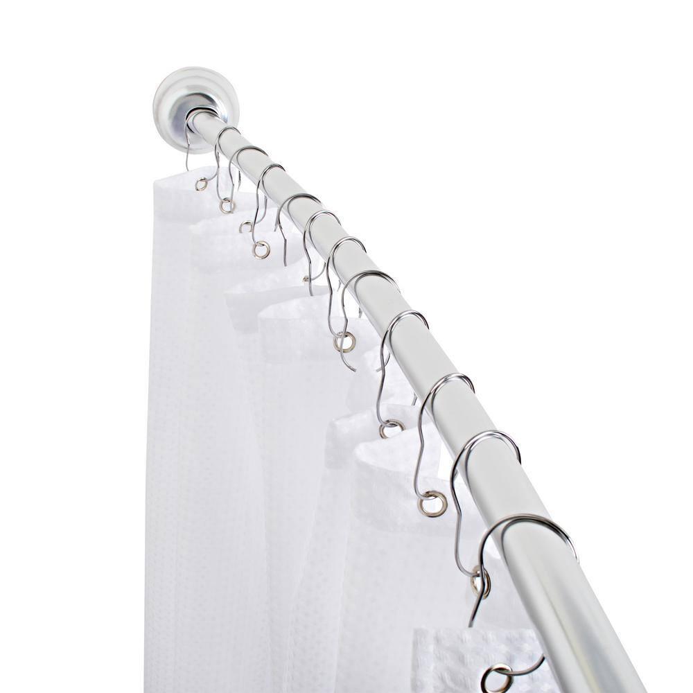Utopia Alley Utopia Alley Rustproof Fixed Mount Single Curved Shower Rod, Aluminum, adjustable from 45" to 72" Wide