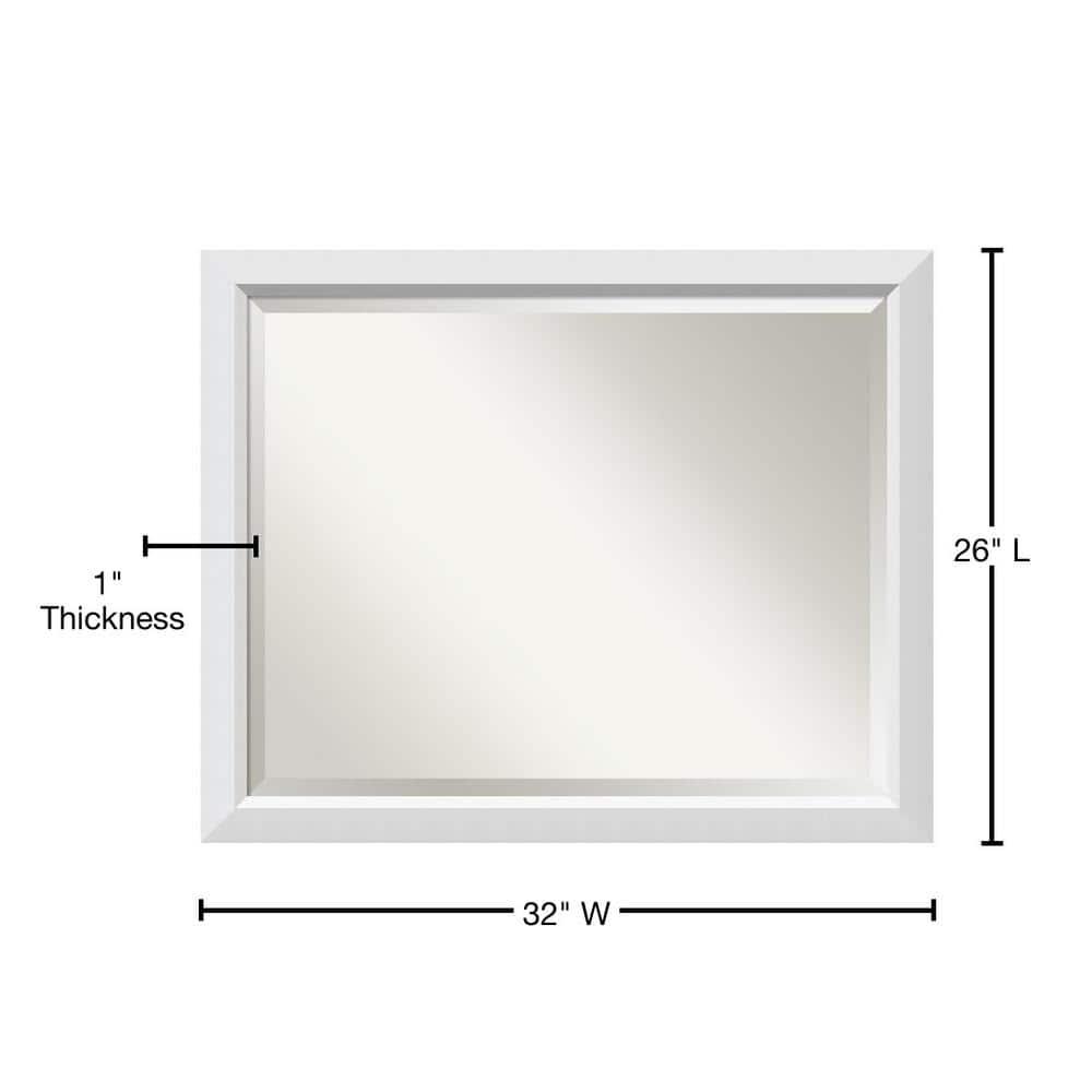 32" x 26" Blanco Wood Framed Bathroom Vanity Wall Mirror White - Amanti Art: Satin Finish, No Assembly Required