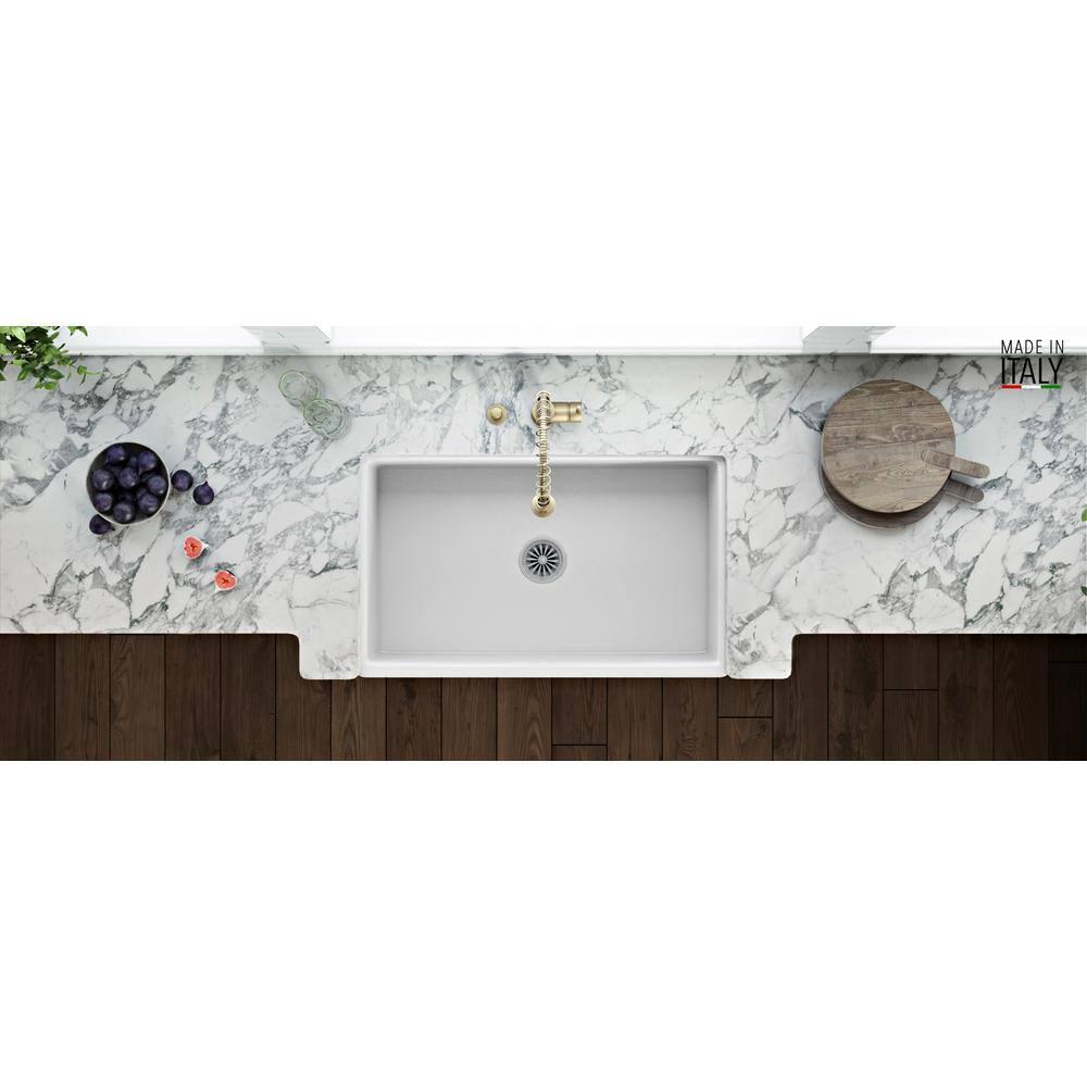 Ruvati 33 inch Fireclay Farmhouse Apron-Front Kitchen Sink Reversible