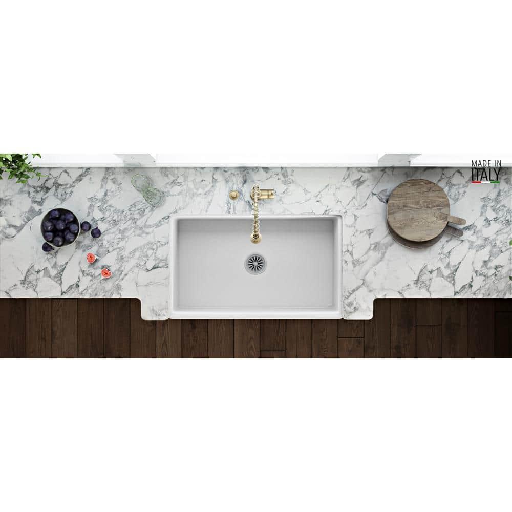 Ruvati 33 inch Fireclay Farmhouse Apron-Front Kitchen Sink Reversible