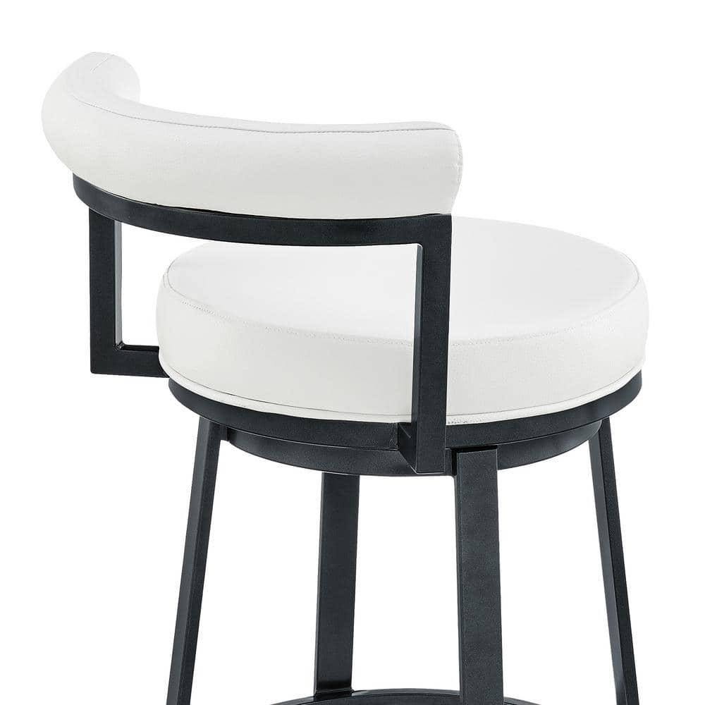 Armen Living Indoor Natya Swivel Counter or Bar Stool in Mocha Finish with Brown Faux Leather
