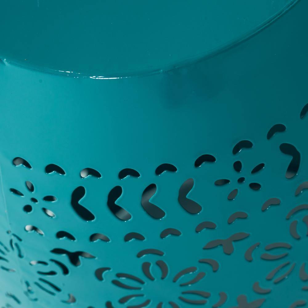 GDFStudio Riley Outdoor Lace Cut 12 Inch Side Table, Teal