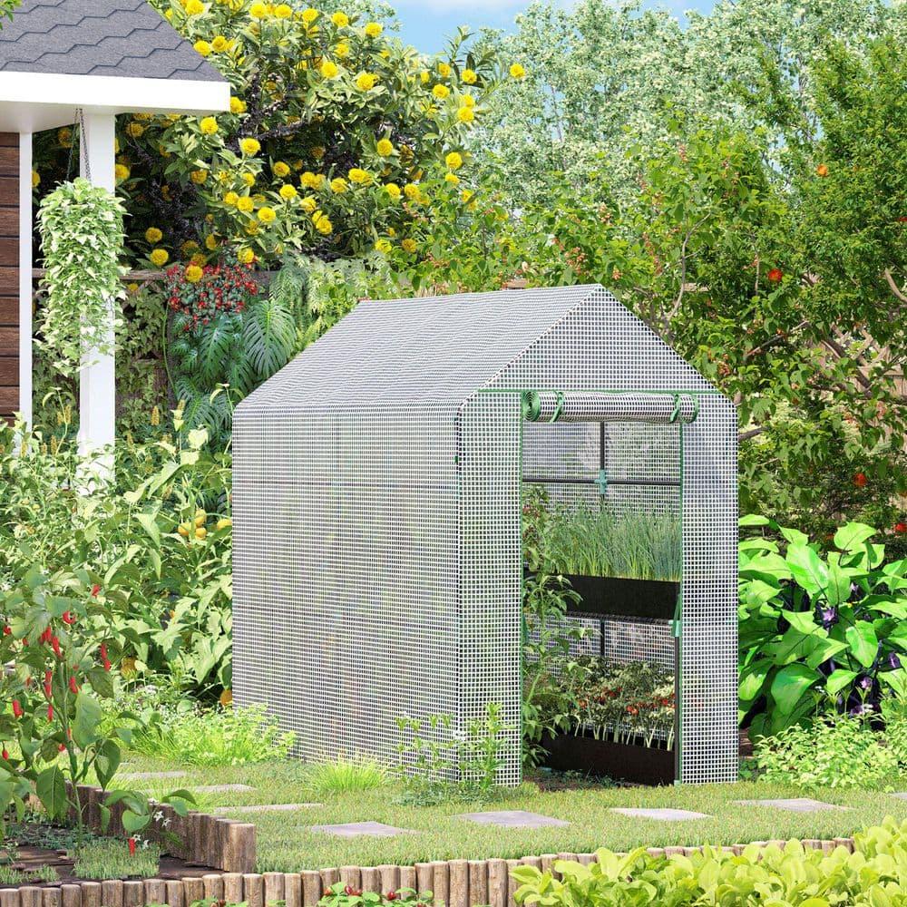 Quictent 56"x56"x77" Outdoor Portable Walk-in Greenhouse 3 Tiers 6 Shelves Garden Planter W/ Clear Cover