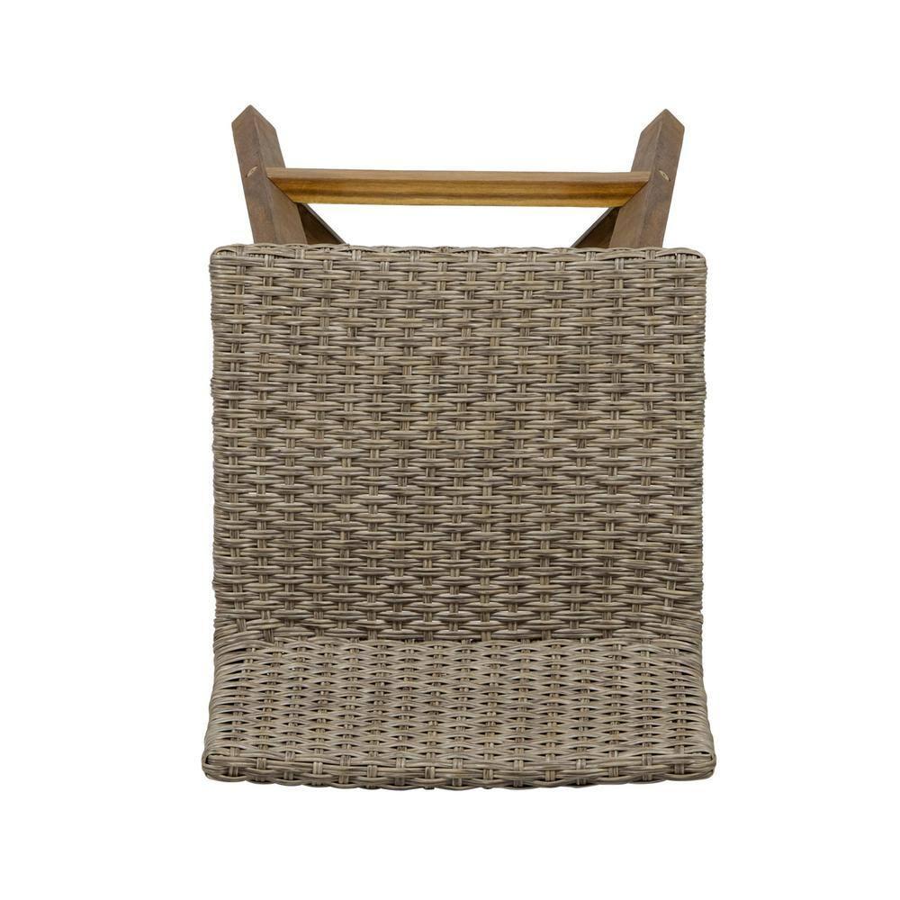 Pico Brea Outdoor Wood & Wicker Barstools, Set of 4, Light Brown and Teak