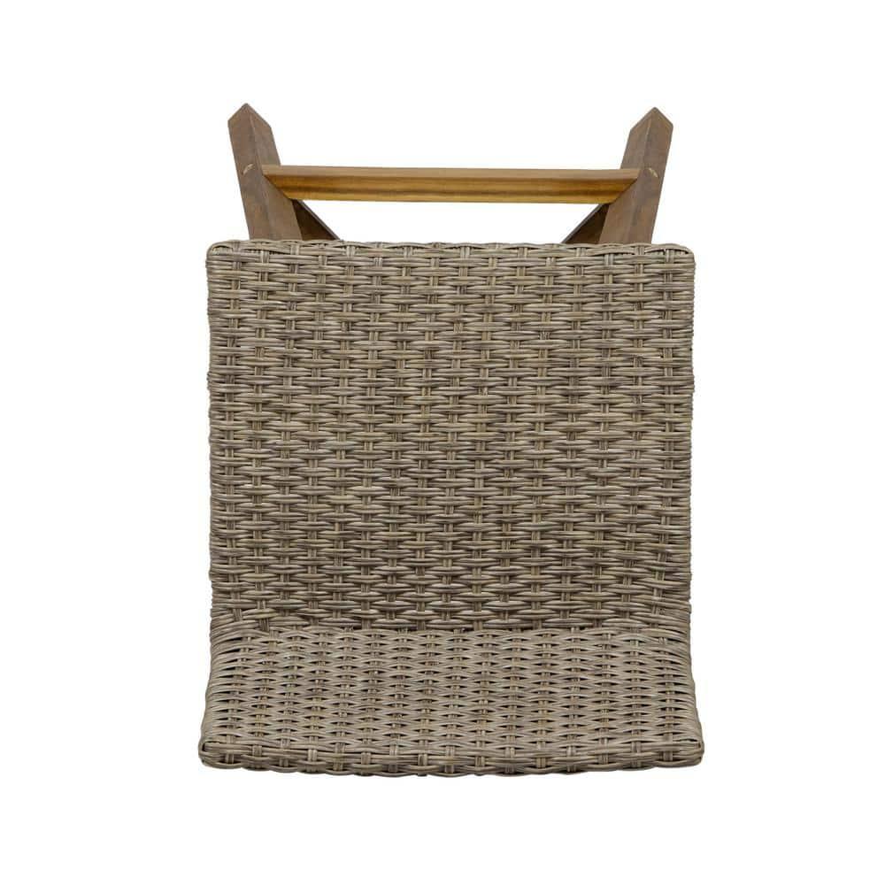 Pico Brea Outdoor Wood & Wicker Barstools, Set of 4, Light Brown and Teak