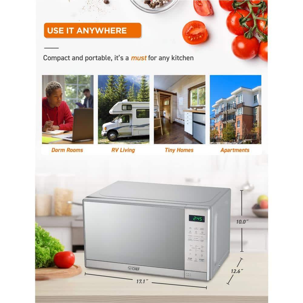 COMMERCIAL CHEF Countertop Microwave Oven 0.7 Cu. Ft. 700W, Stainless Steel