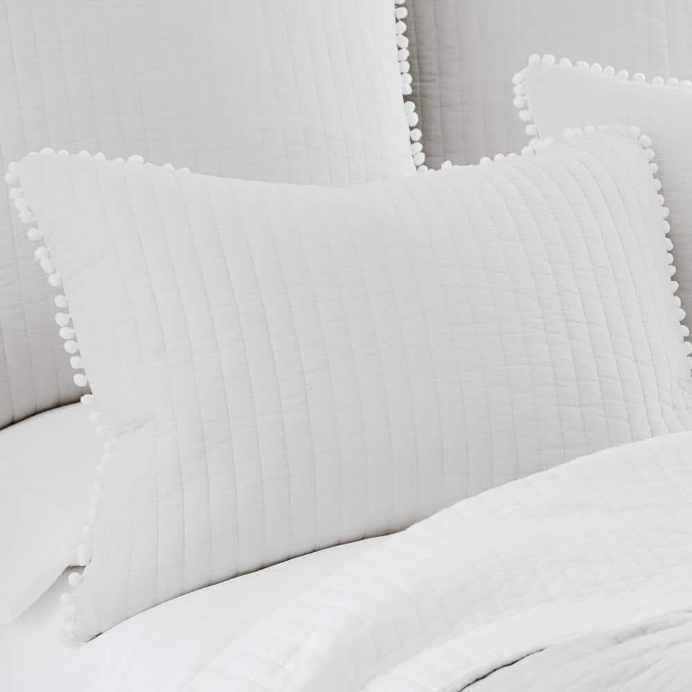 Pom Pom White/Teal Full/Queen Quilt - Levtex Home