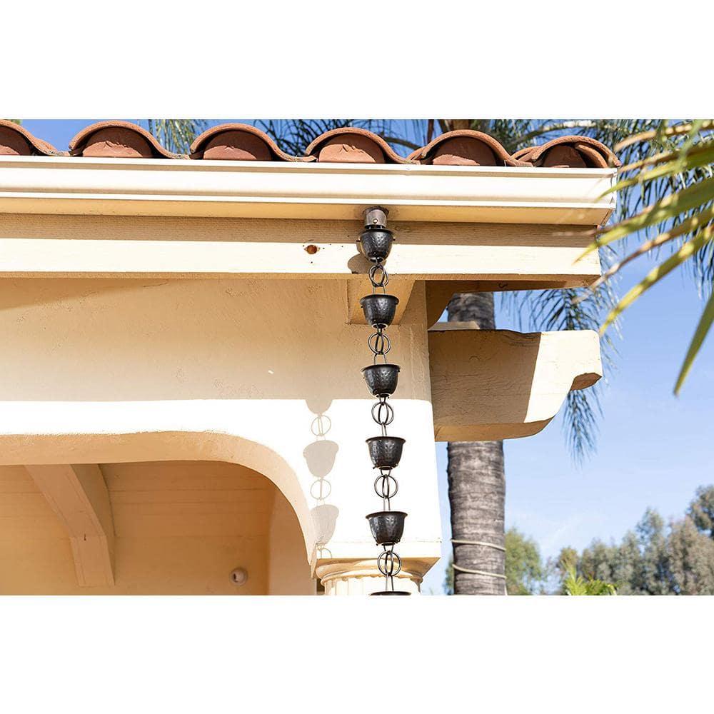 Monarch Rain Chains Aluminum Hammered Cup Rain Chain Replacement Downspout for Gutters