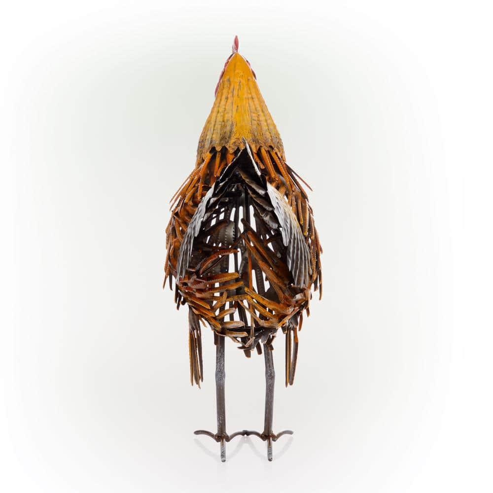 16" Indoor/Outdoor Metal Hen Decorative Garden Statue Golden Brown - Alpine Corporation: Iron Crafted Yard Art