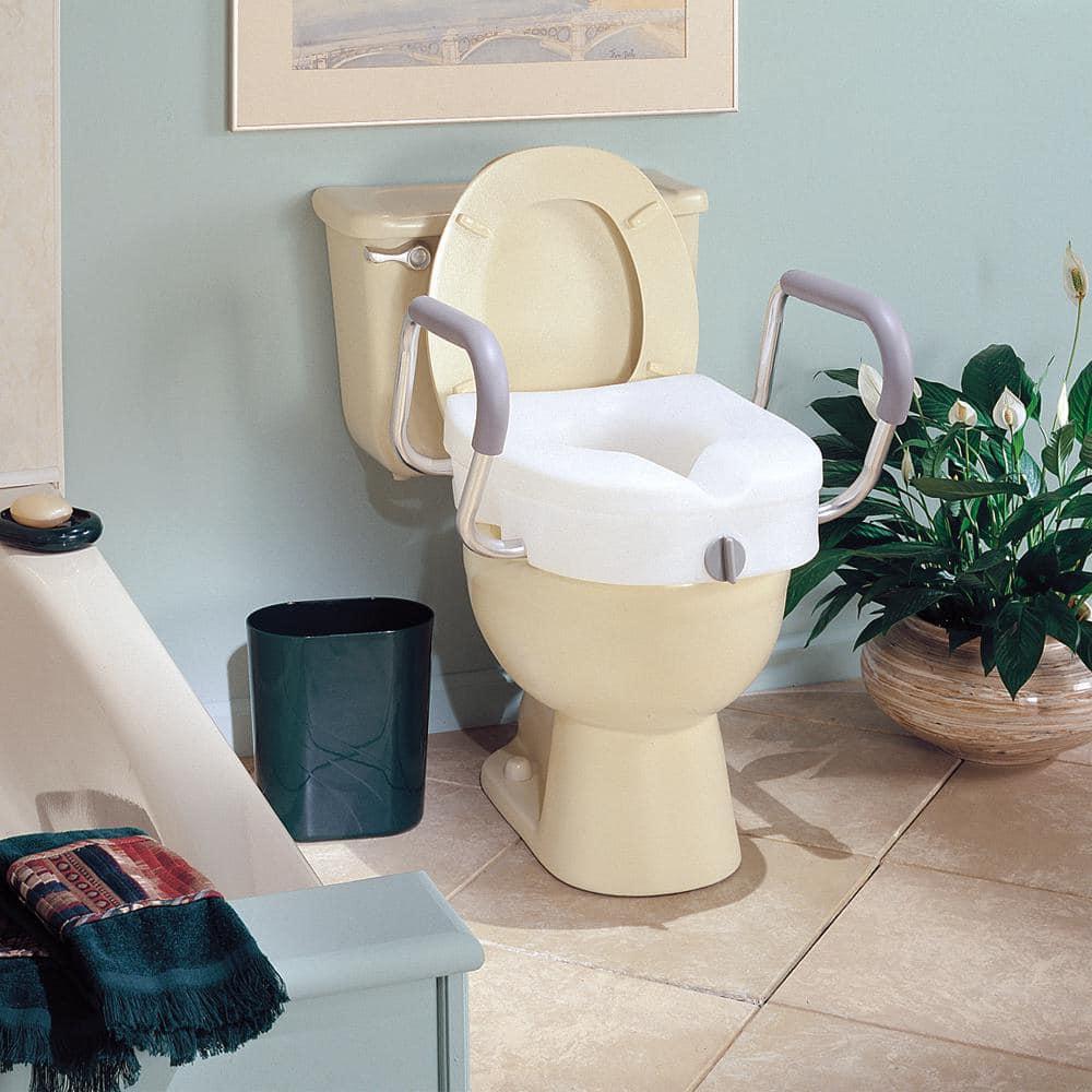 Carex E-Z Lock Raised with Armrests Toilet Seat - White