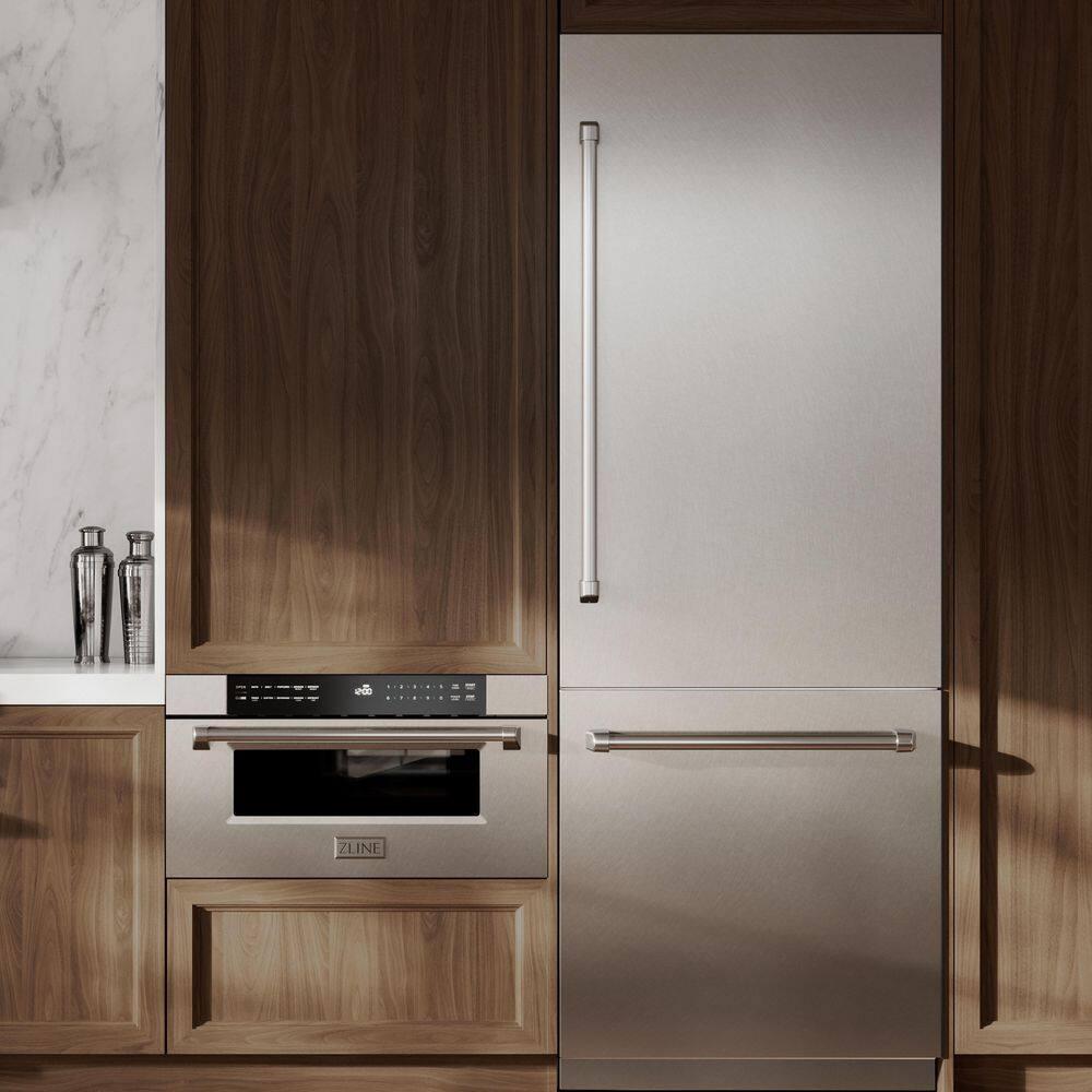 ZLINE ZLINE 30 in. 16.1 cu. ft. Built-In Bottom Freezer Refrigerator with Water Dispenser and Ice Maker in Satin Stainless Steel with Graphite Gray Interior GRBIV-SN-30