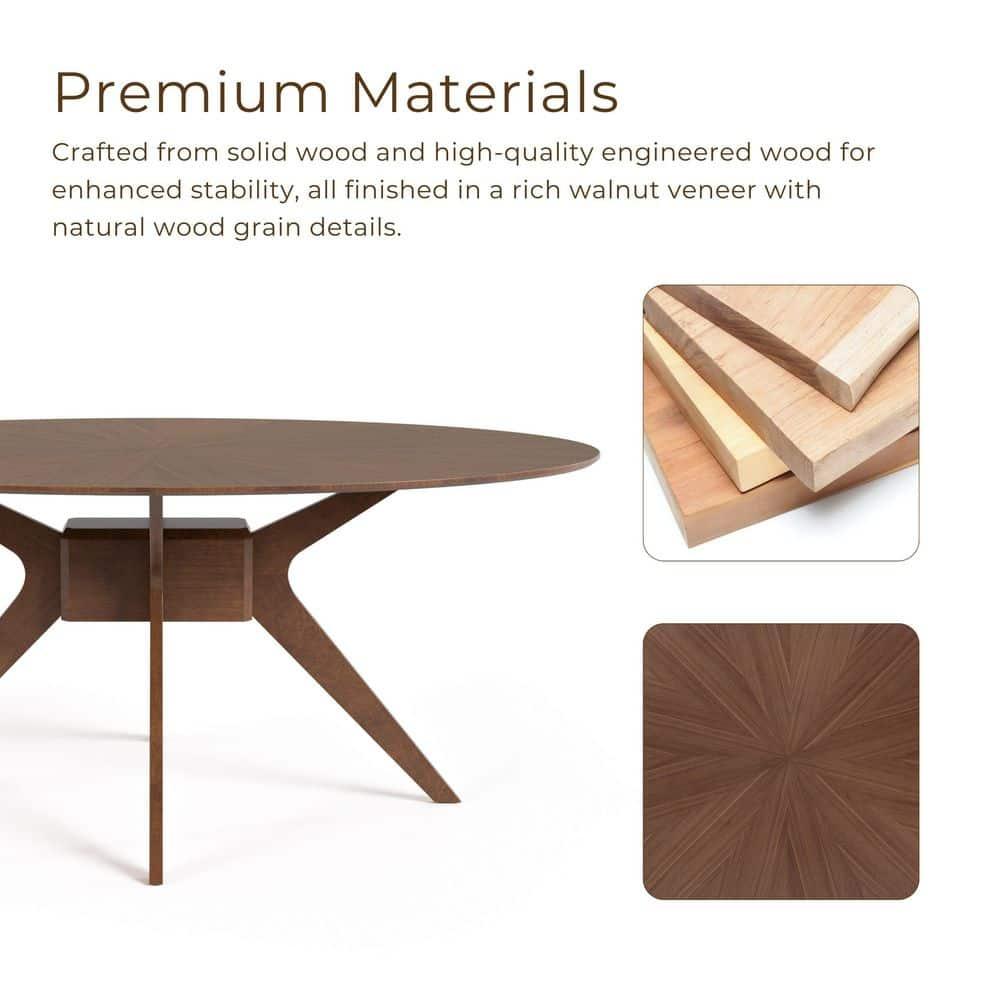 HOMES: Inside + Out 54" Pearlcrest Mid-Century Modern Modern Oval Dining Table Walnut