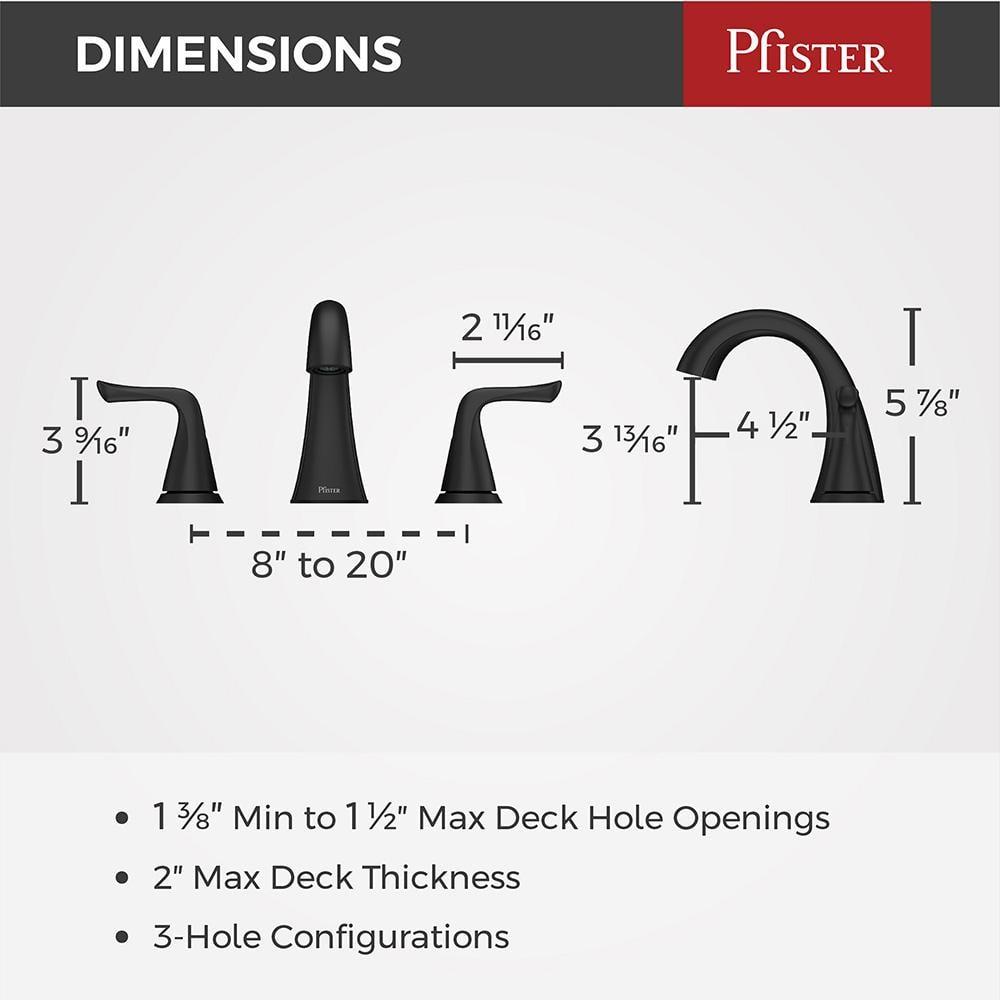 Pfister Willa Widespread Bathroom Faucet with Drain Assembly LF-049-MALSDB