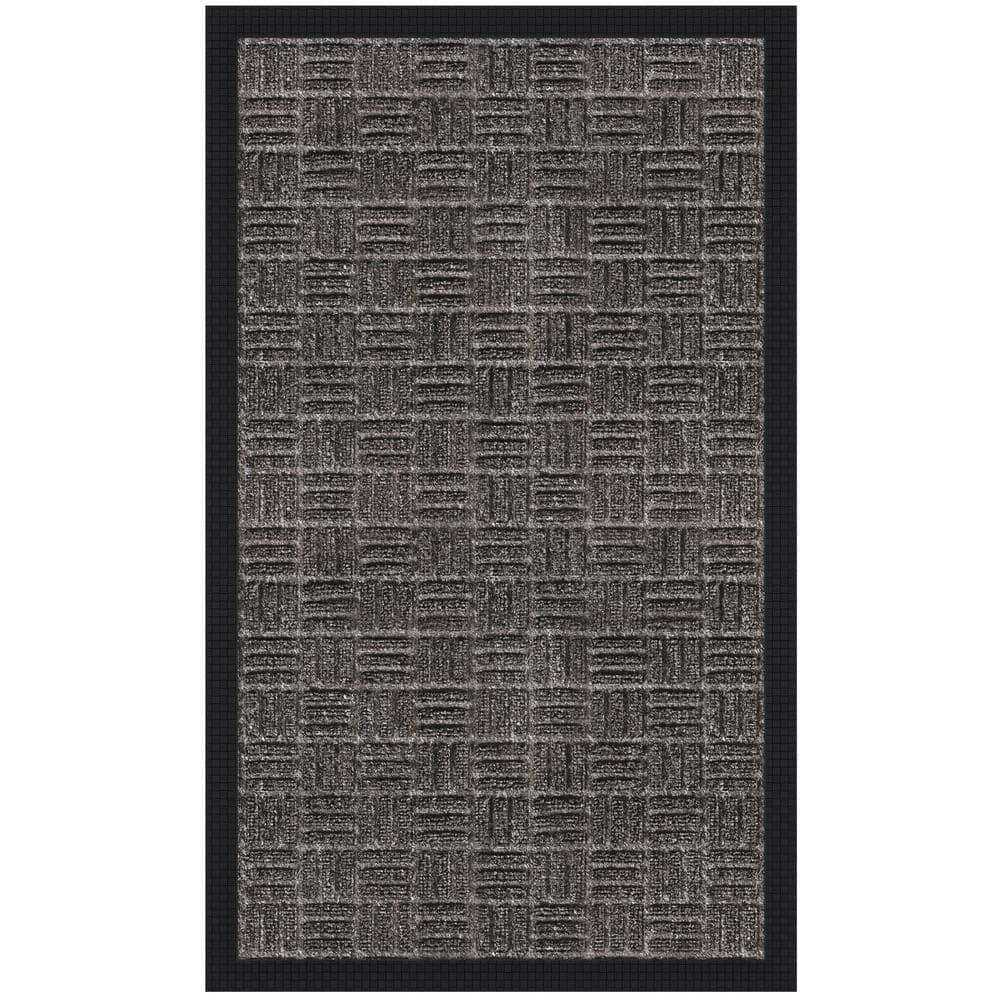 Ottomanson Carpeted Rubber Outdoor Non-Slip Outdoor Door Mat