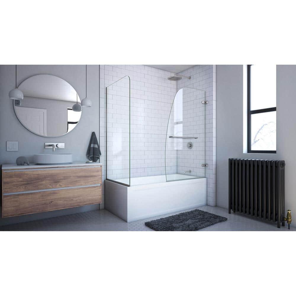 Aqua Uno 56" W x 58" H Hinged Semi-Frameless Tub Door