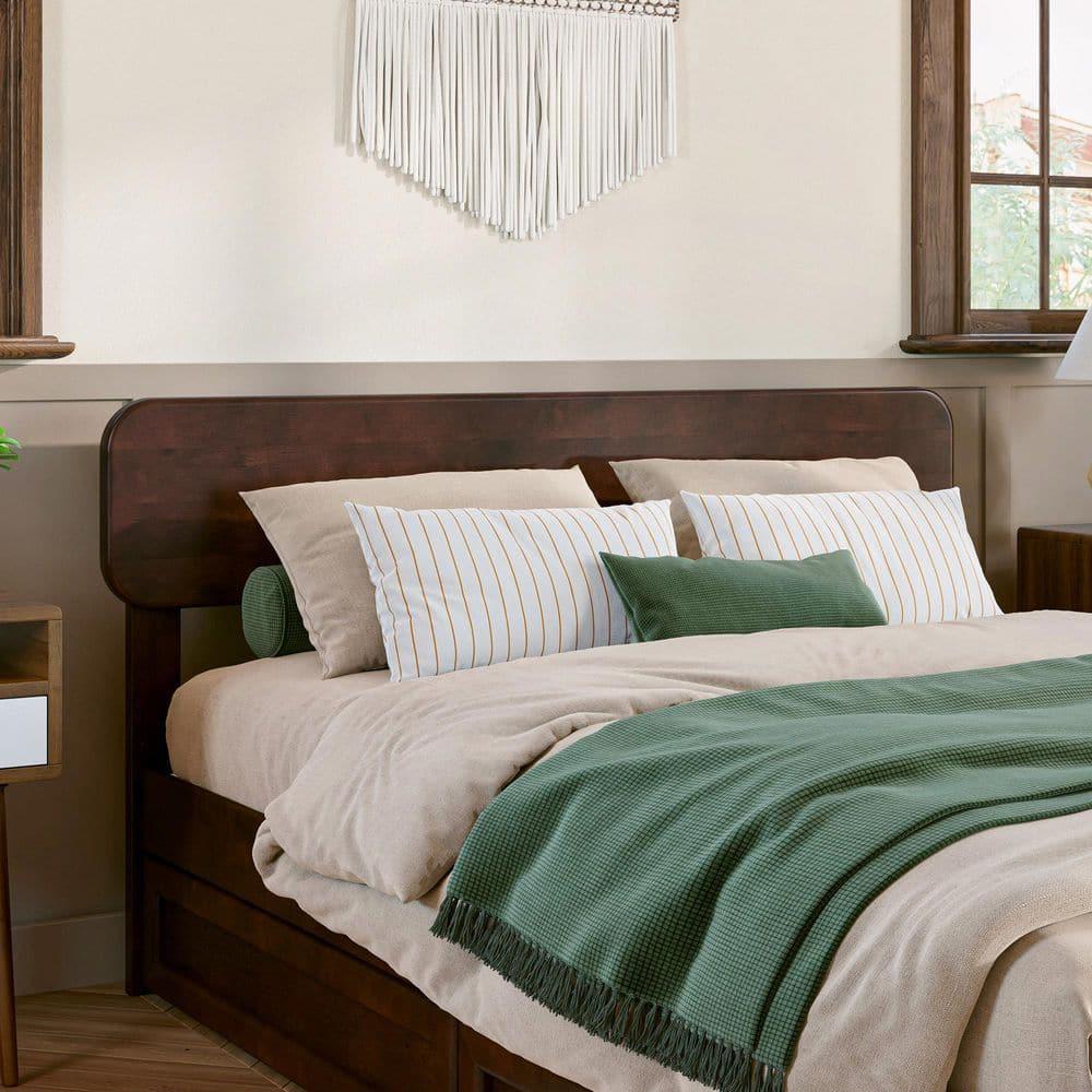 AFI Capri Full Solid Wood Platform Bed with Panel Footboard and Storage Drawers, Walnut