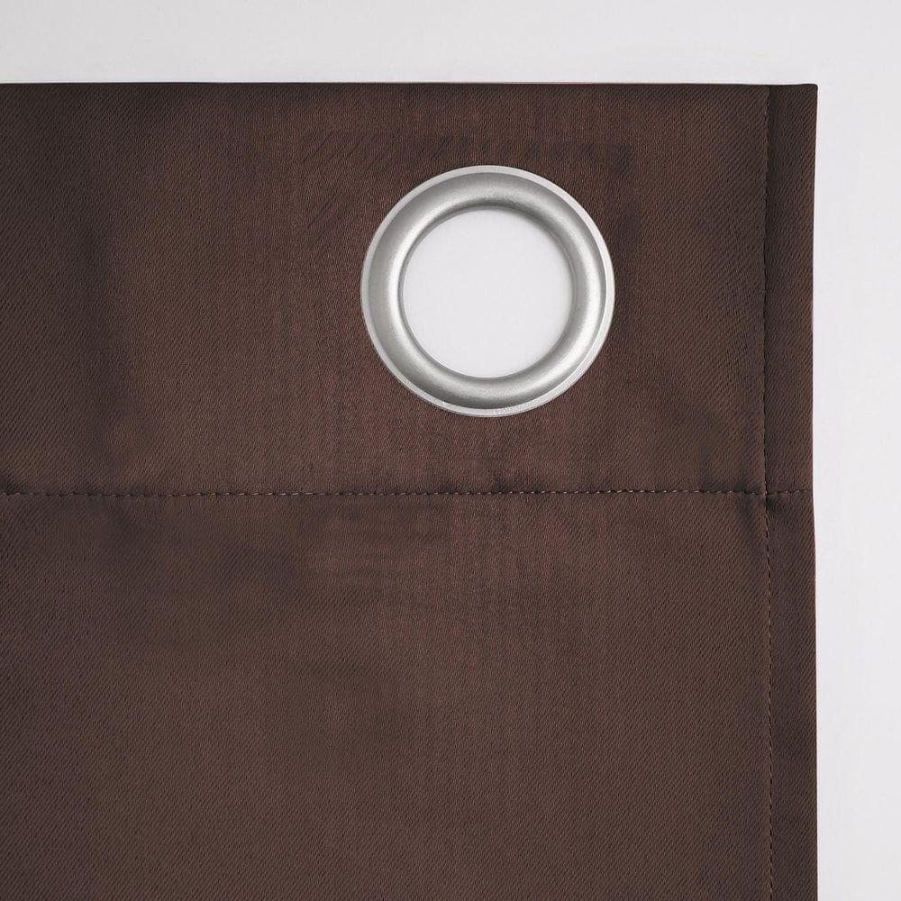 54"x108" Sun Zero Blackout Kenneth Energy Saving Grommet Curtain Panel Dark Brown: Modern Indoor Curtain Panels