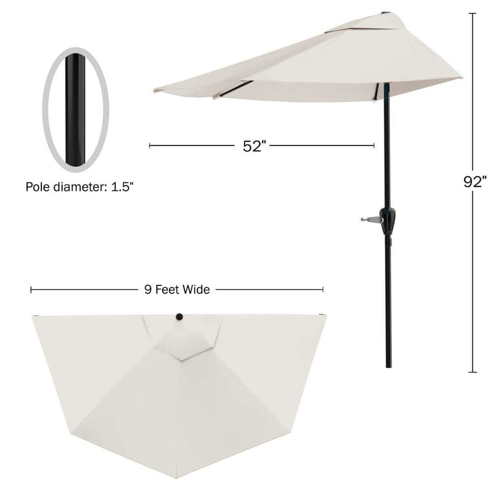 Pure Garden Summertime Umbrellas 3 Half Umbrella Outdoor Patio Shade - 9' Patio Umbrella with Easy Crank - Small Canopy for Balcony, Table, or Deck by Pure Garden