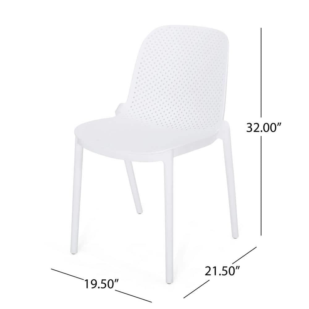 Noble House Ivy Stacking Plastic Patio Dining Side Chair in Black (Set of 4)