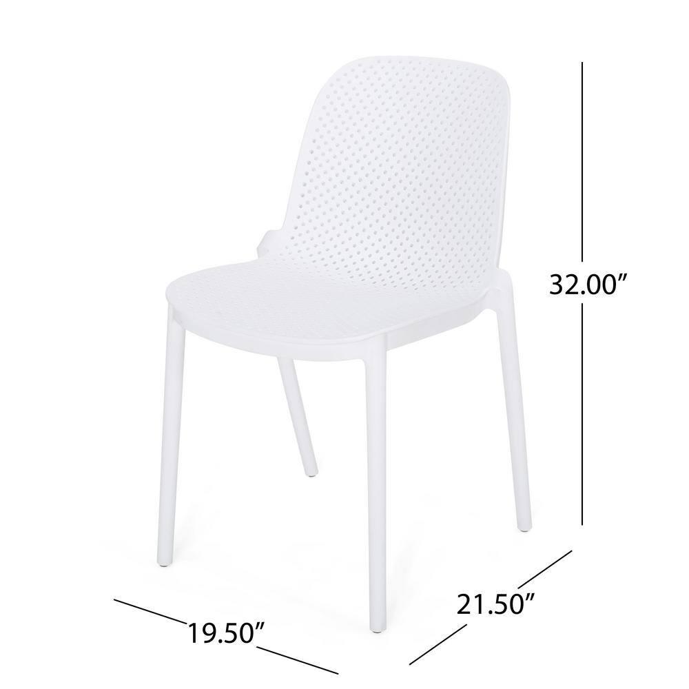 Noble House Ivy Stacking Plastic Patio Dining Side Chair in Black (Set of 4)